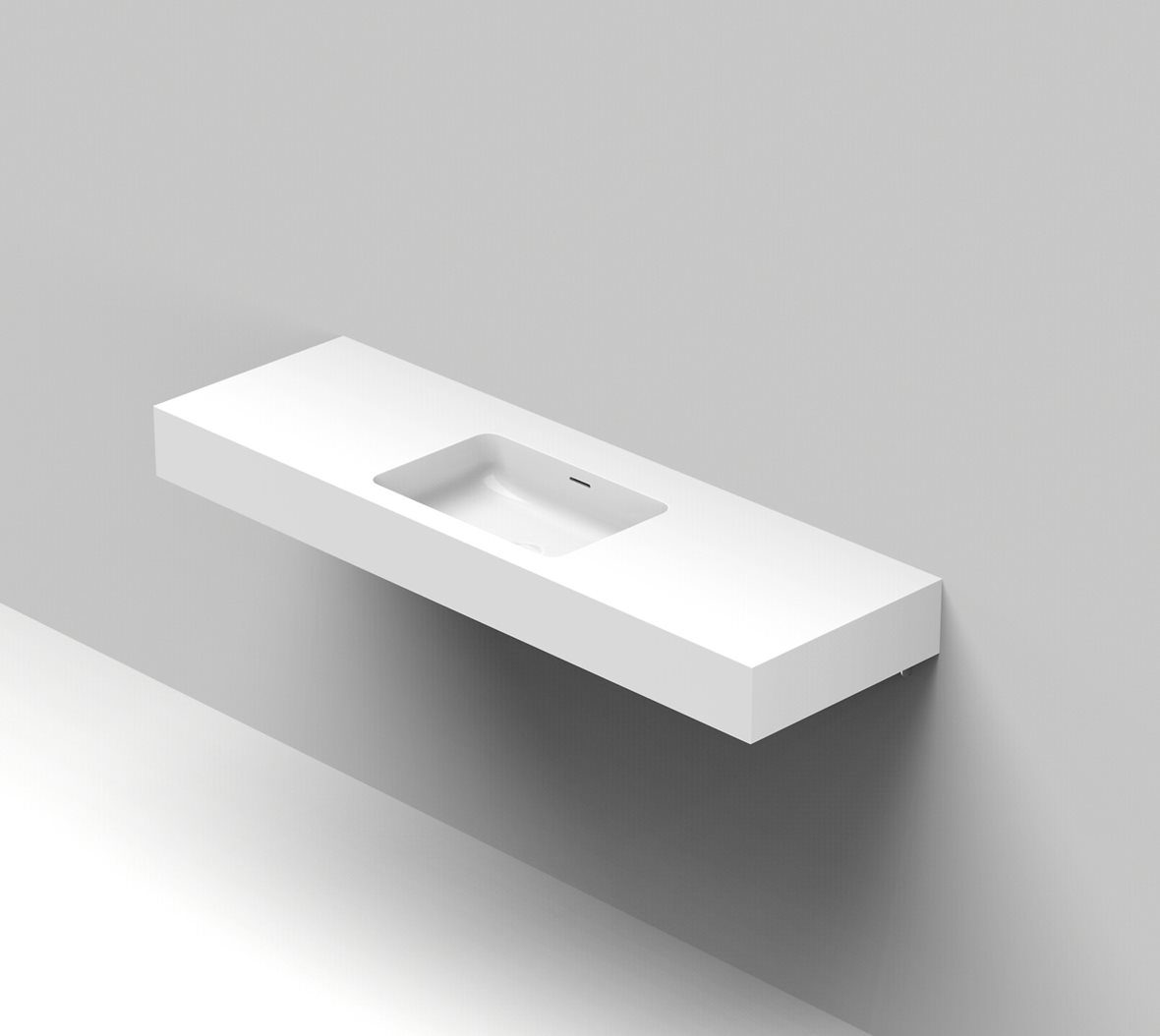 Balteco Standard mittatilausallastasot seinään asennettava mittatilaus pesuallas 140,1-160X50X15 cm mattavalkoinen kivikomposiitti etu- ja sivureunoil