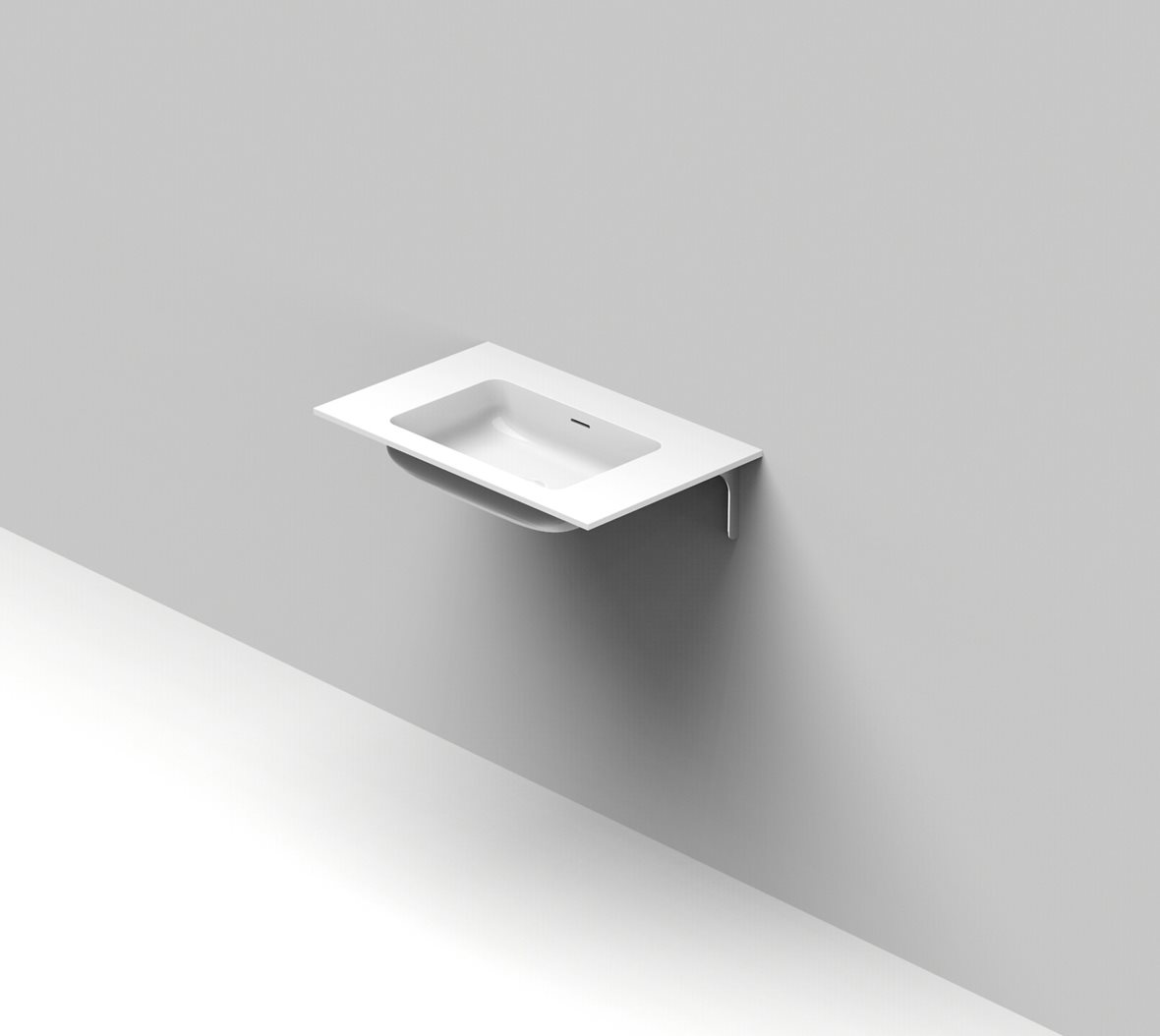 Balteco Standard mittatilausallastasot seinään asennettava mittatilaus pesuallas 60,1-80X50X14 cm mattavalkoinen kivikomposiitti matta valkoinen