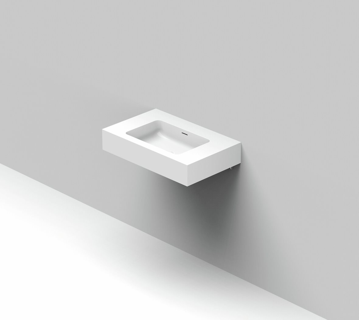 Balteco Standard mittatilausallastasot seinään asennettava mittatilaus pesuallas 60,1-80X50X15 cm mattavalkoinen kivikomposiitti etu- ja sivureunoilla