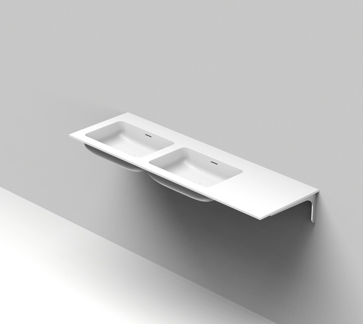 Balteco Standard mittatilausallastasot seinään asennettava mittatilaus pesuallas 120-160X50X14 cm mattavalkoinen kivikomposiitti kulho vasemmalla kaks