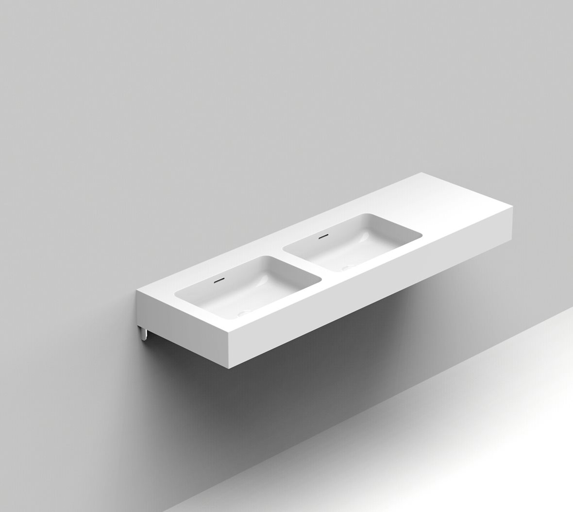 Balteco Standard mittatilausallastasot seinään asennettava mittatilaus pesuallas 120-160X50X15 cm mattavalkoinen kivikomposiitti kulho vasemmalla kaks