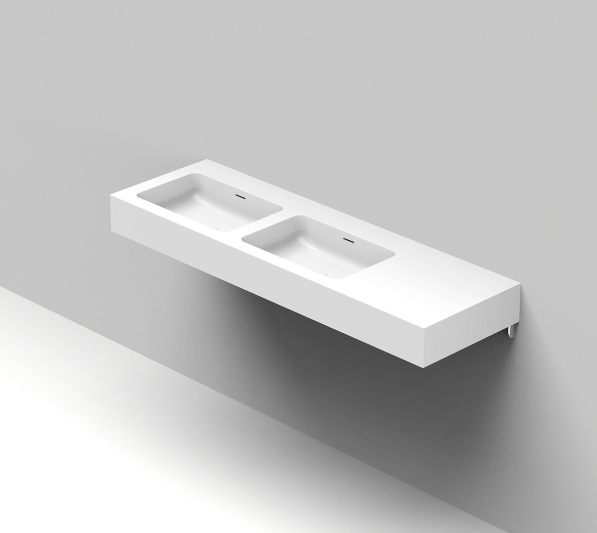 Balteco Standard mittatilausallastasot seinään asennettava mittatilaus pesuallas 120-160X50X15 cm mattavalkoinen kivikomposiitti kulho vasemmalla kaks