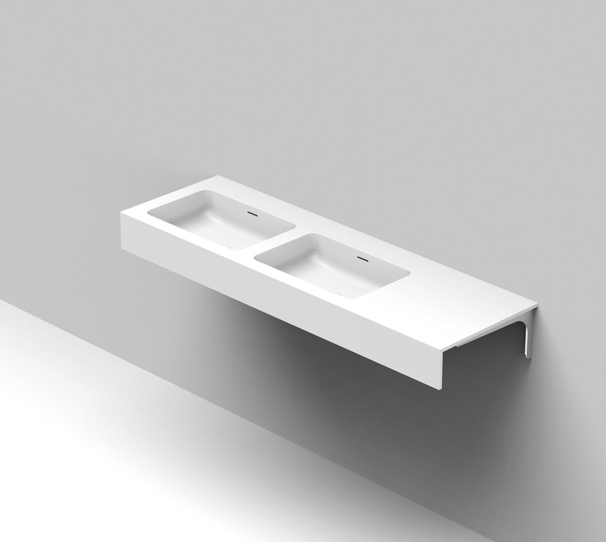 Balteco Standard mittatilausallastasot seinään asennettava mittatilaus pesuallas 120-160X50X15 cm mattavalkoinen kivikomposiitti kulho vasemmalla kaks