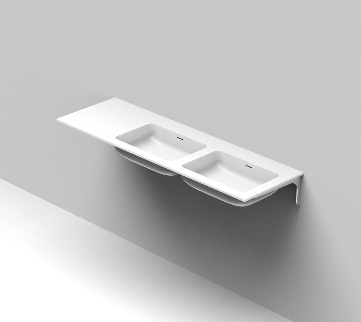 Balteco Standard mittatilausallastasot seinään asennettava mittatilaus pesuallas 120-160X50X14 cm mattavalkoinen kivikomposiitti kulho oikealla kaksoi