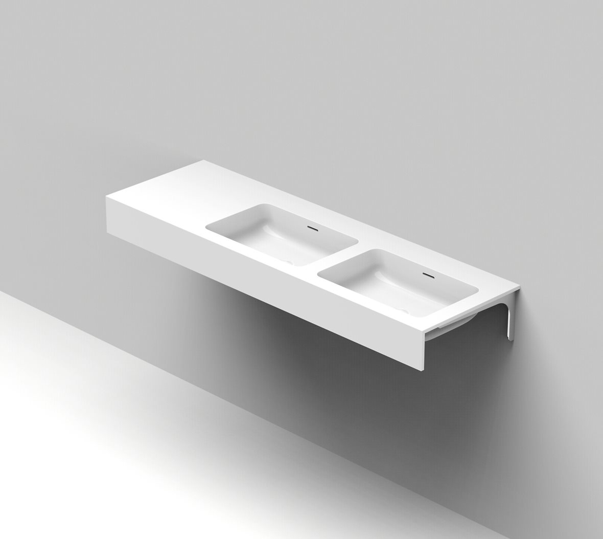 Balteco Standard mittatilausallastasot seinään asennettava mittatilaus pesuallas 120-160X50X15 cm mattavalkoinen kivikomposiitti kulho oikealla kaksoi