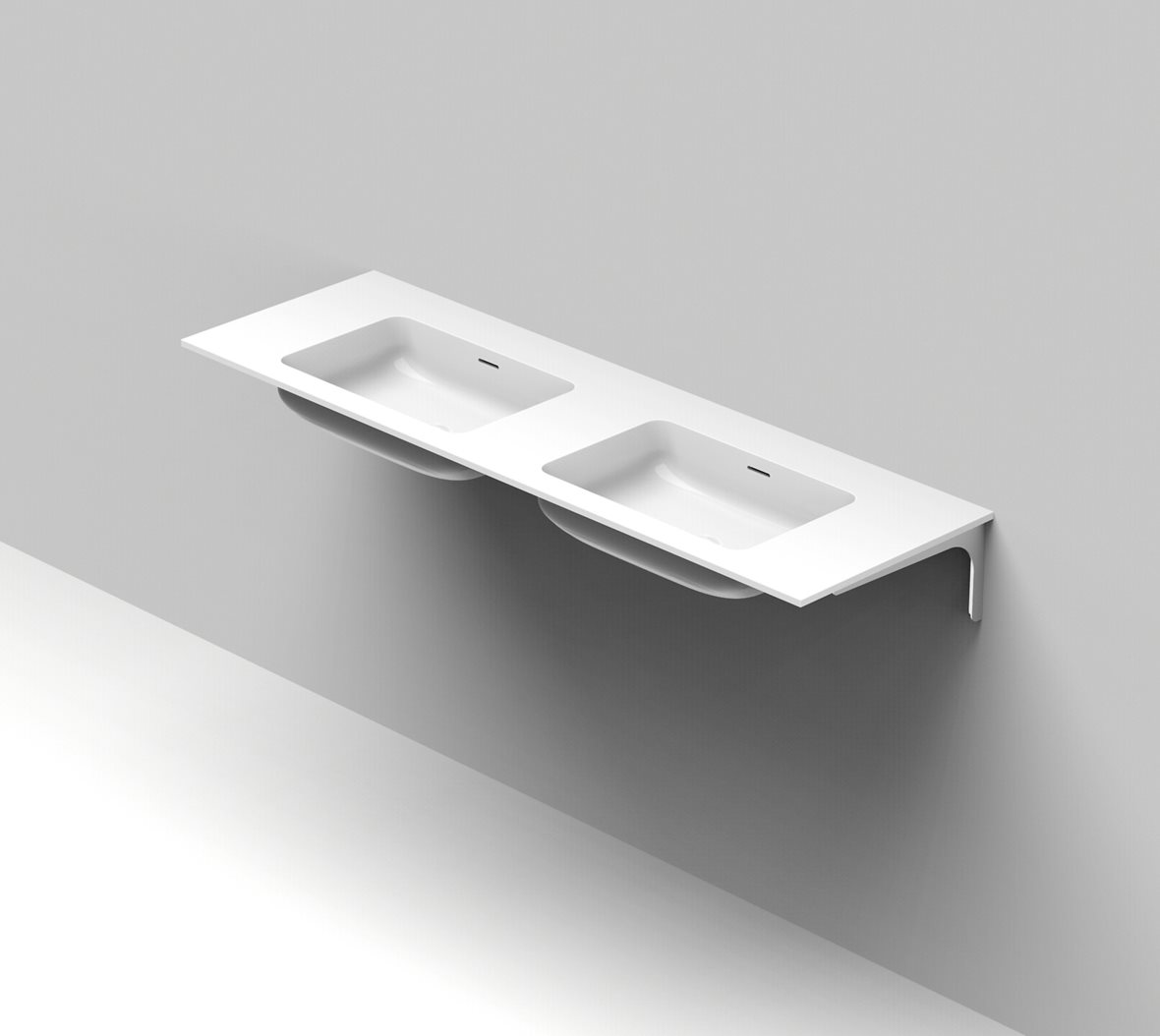 Balteco Standard mittatilausallastasot seinään asennettava mittatilaus pesuallas 140-160X50X14 cm mattavalkoinen kivikomposiitti kaksoisallas matta va