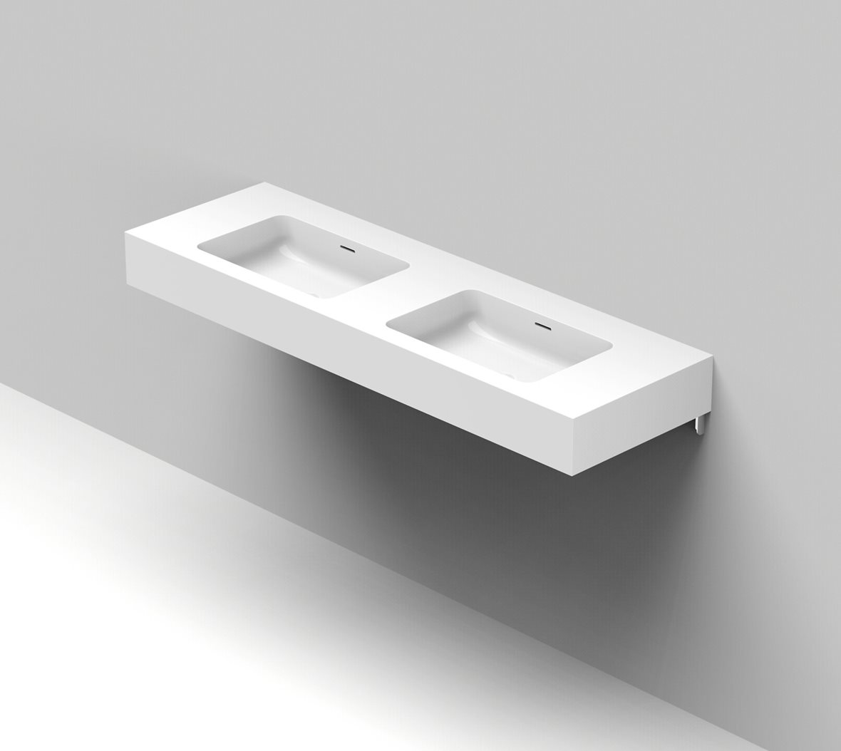 Balteco Standard mittatilausallastasot seinään asennettava mittatilaus pesuallas 140-160X50X15 cm mattavalkoinen kivikomposiitti kaksoisallas etu- ja