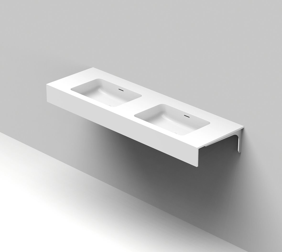 Balteco Standard mittatilausallastasot seinään asennettava mittatilaus pesuallas 140-160X50X15 cm mattavalkoinen kivikomposiitti kaksoisallas etureuna