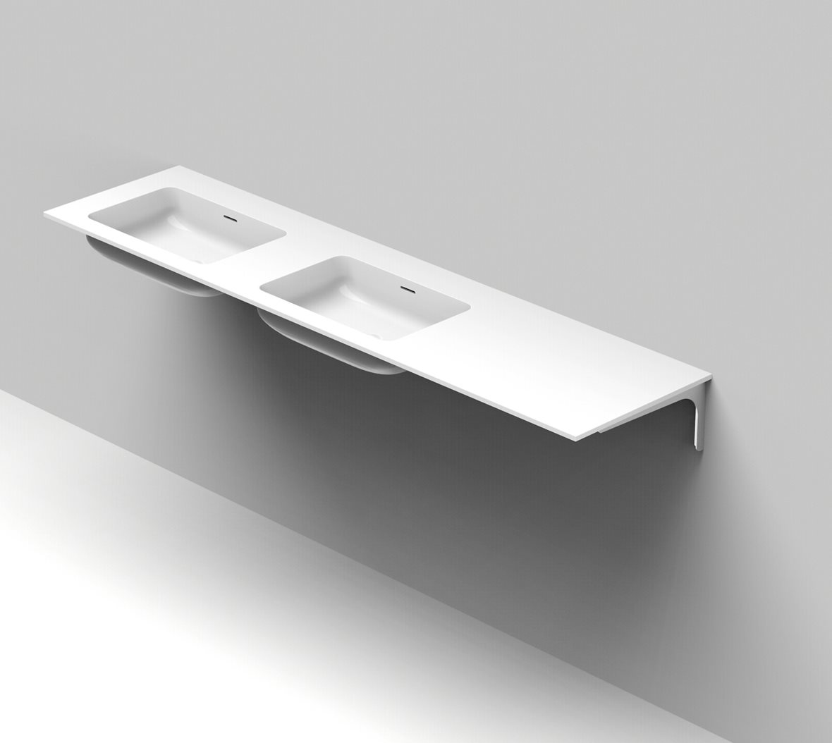 Balteco Standard mittatilausallastasot seinään asennettava mittatilaus pesuallas 140-200X50X14 cm mattavalkoinen kivikomposiitti kulho vasemmalla kaks