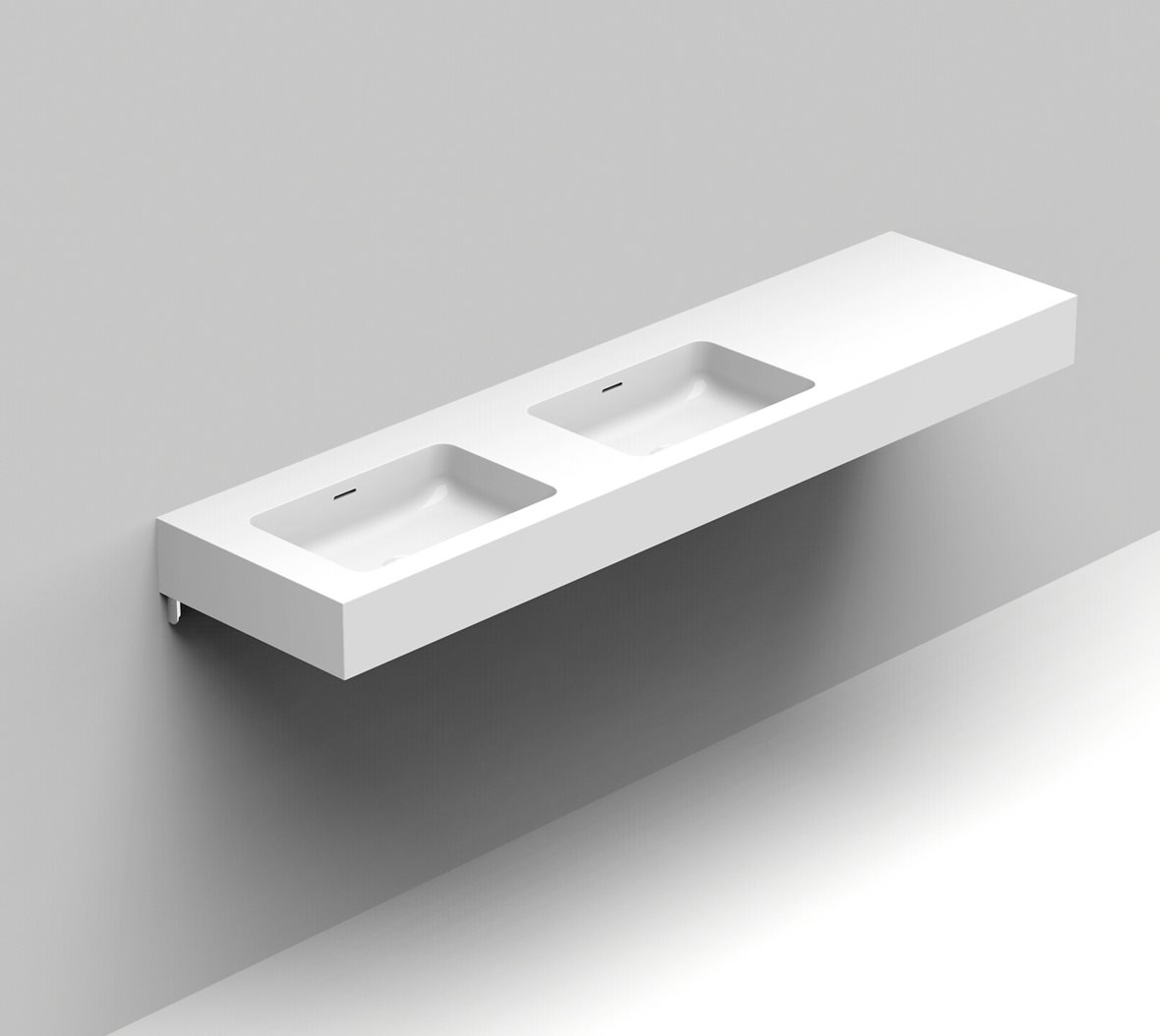 Balteco Standard mittatilausallastasot seinään asennettava mittatilaus pesuallas 140-200X50X15 cm mattavalkoinen kivikomposiitti kulho vasemmalla kaks