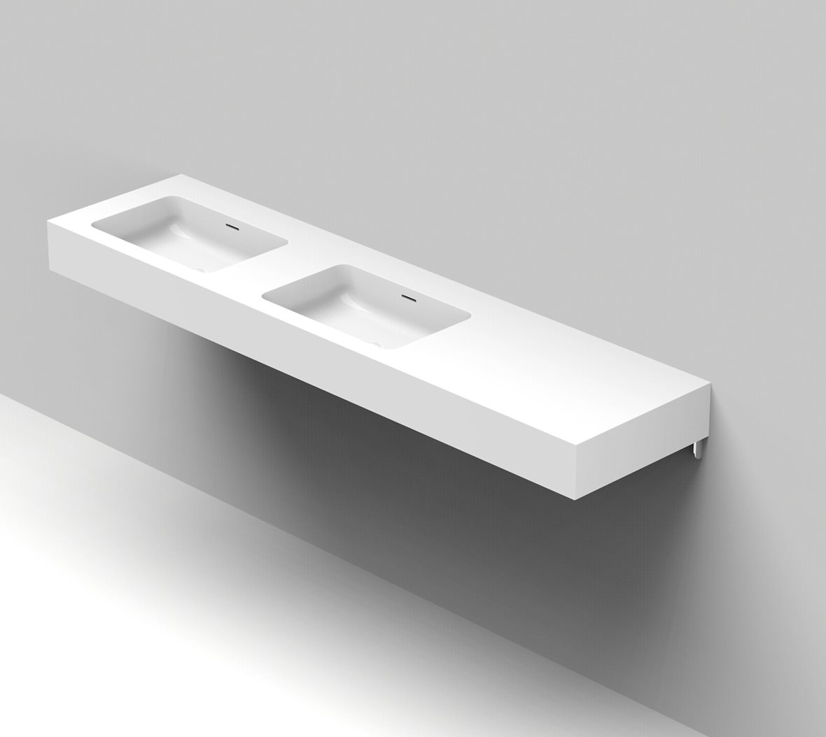 Balteco Standard mittatilausallastasot seinään asennettava mittatilaus pesuallas 140-200X50X15 cm mattavalkoinen kivikomposiitti kulho vasemmalla kaks