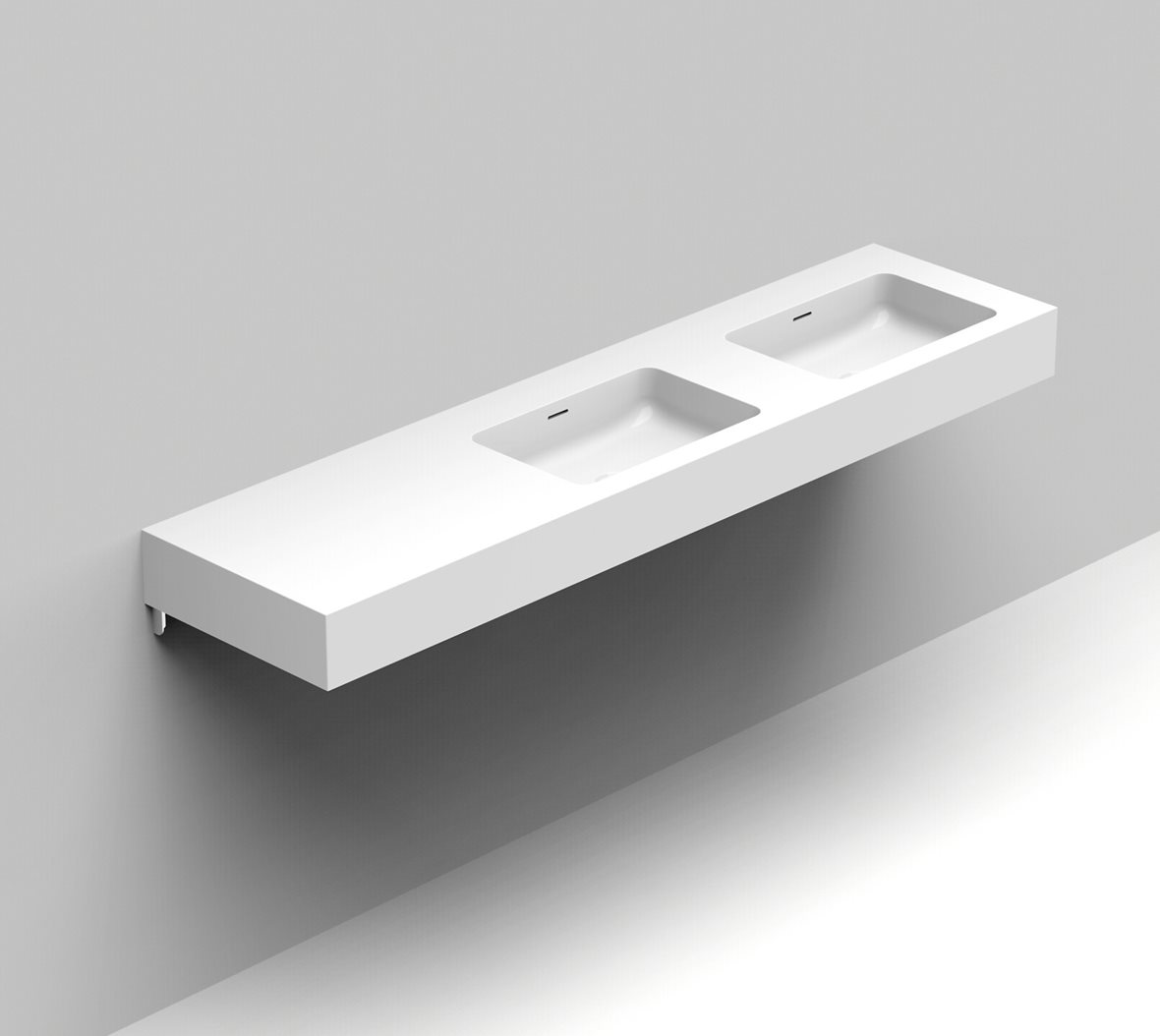 Balteco Standard mittatilausallastasot seinään asennettava mittatilaus pesuallas 140-200X50X15 cm mattavalkoinen kivikomposiitti kulho oikealla kaksoi