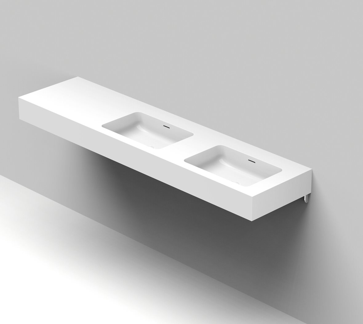 Balteco Standard mittatilausallastasot seinään asennettava mittatilaus pesuallas 140-200X50X15 cm mattavalkoinen kivikomposiitti kulho oikealla kaksoi