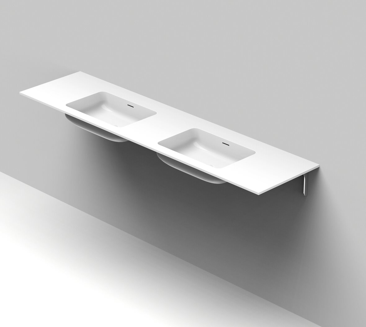 Balteco Standard mittatilausallastasot seinään asennettava mittatilaus pesuallas 160-200X50X14 cm mattavalkoinen kivikomposiitti kaksoisallas matta va