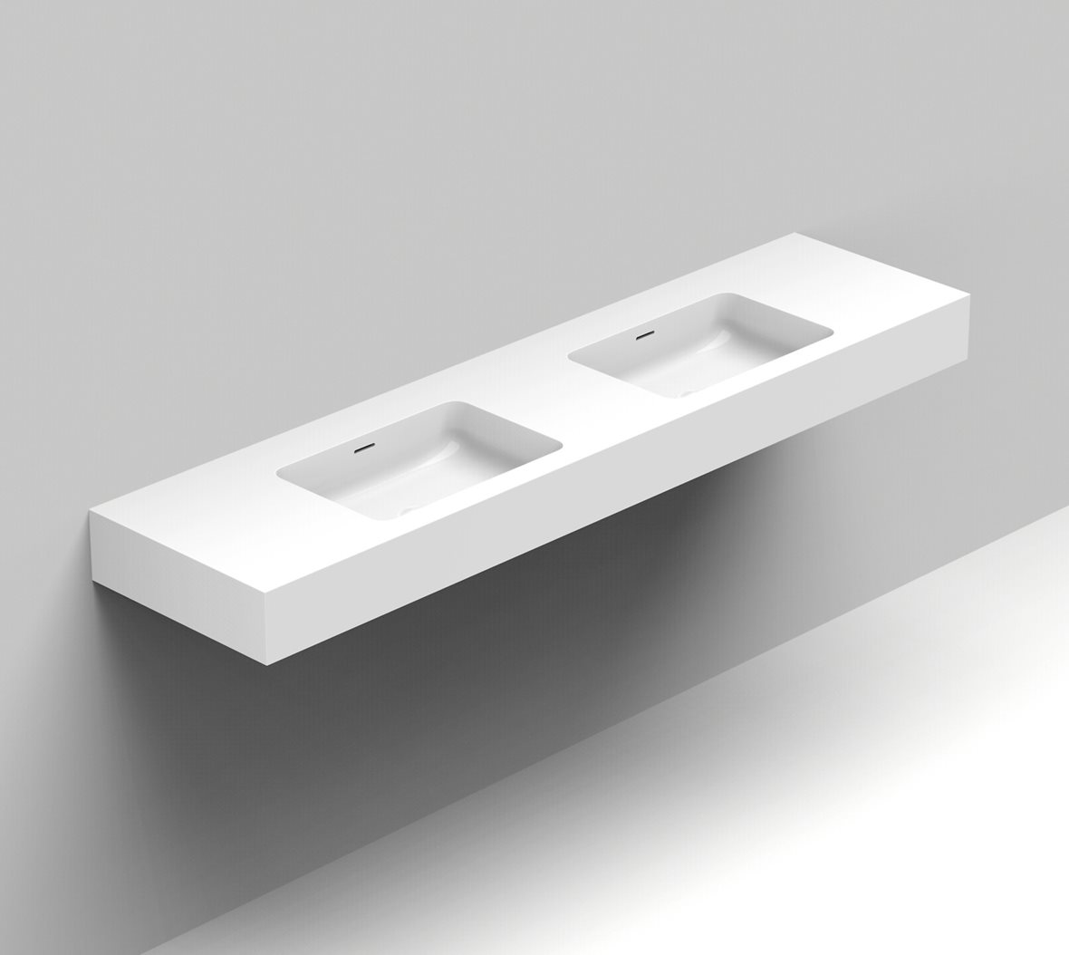 Balteco Standard mittatilausallastasot seinään asennettava mittatilaus pesuallas 160-200X50X15 cm mattavalkoinen kivikomposiitti kaksoisallas etu- ja