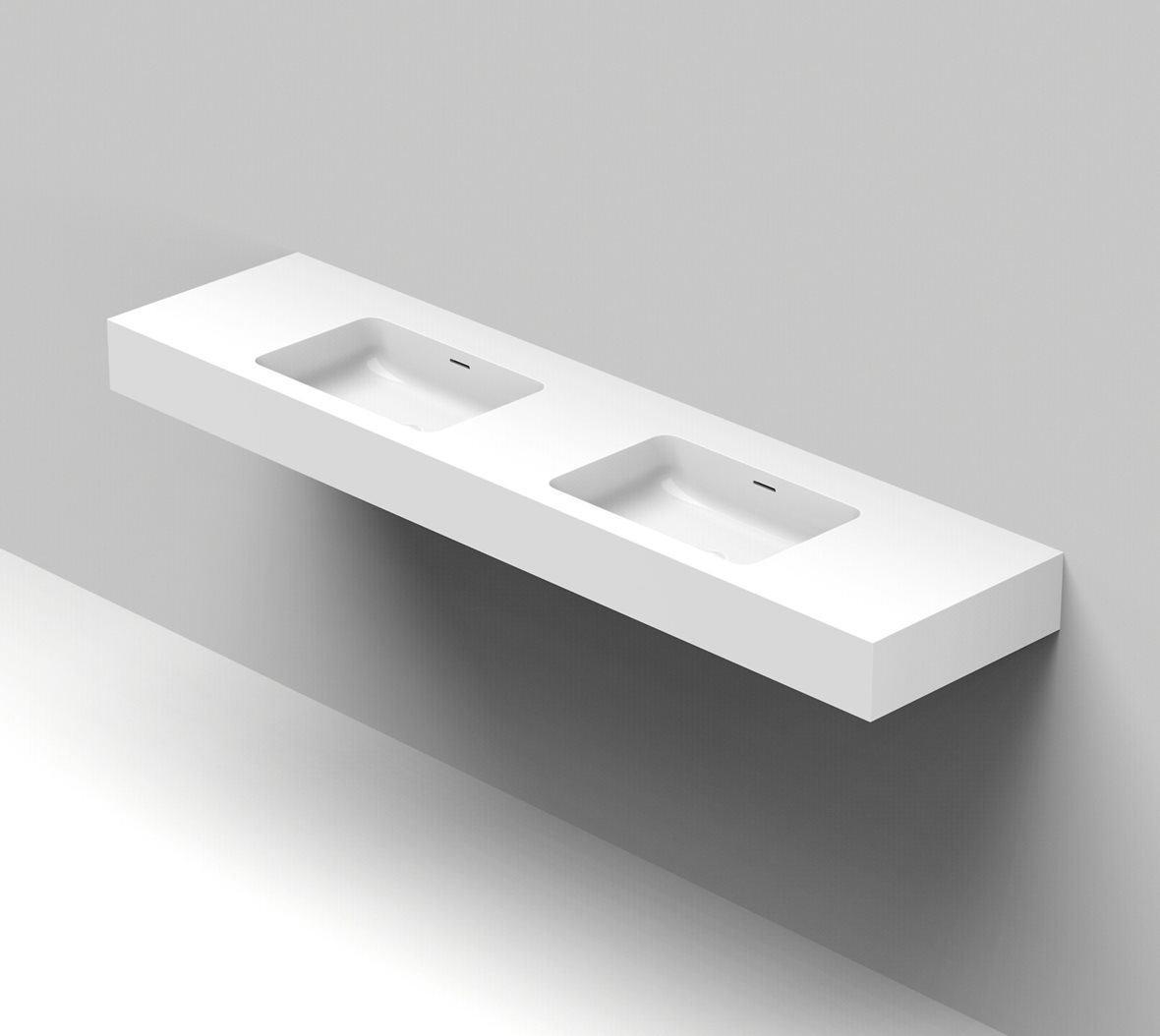 Balteco Standard mittatilausallastasot seinään asennettava mittatilaus pesuallas 160-200X50X15 cm mattavalkoinen kivikomposiitti kaksoisallas etu- ja