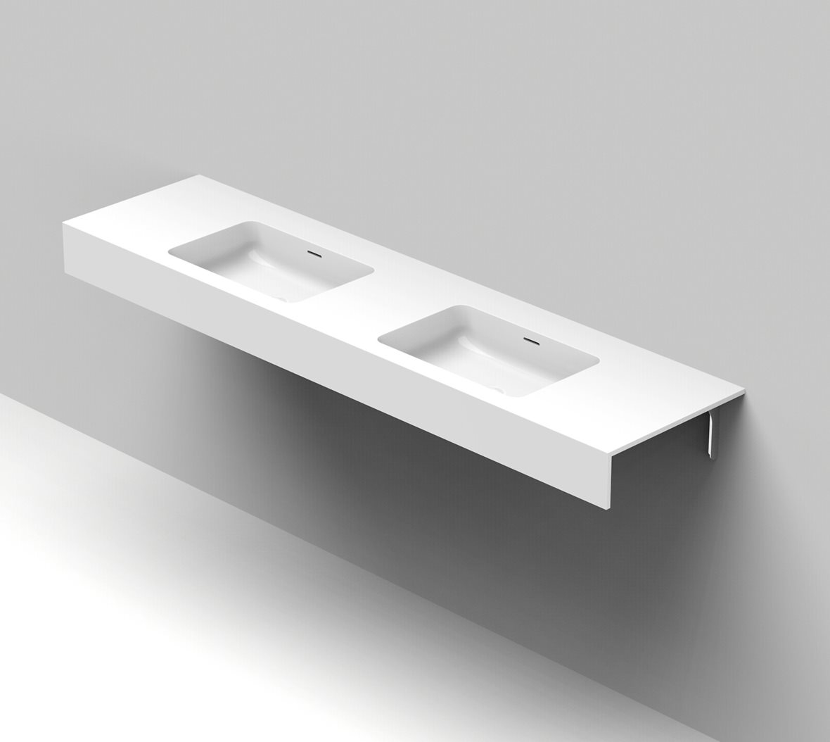 Balteco Standard mittatilausallastasot seinään asennettava mittatilaus pesuallas 160-200X50X15 cm mattavalkoinen kivikomposiitti kaksoisallas etureuna