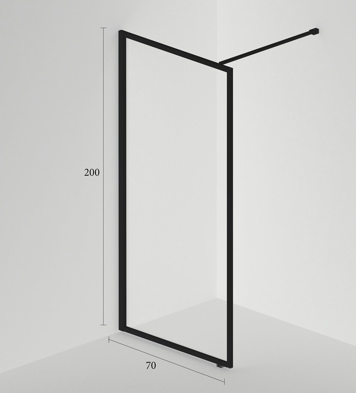 LPC Dusk R1 kiinteä suihkuseinä 70x200 cm musta/kirkas