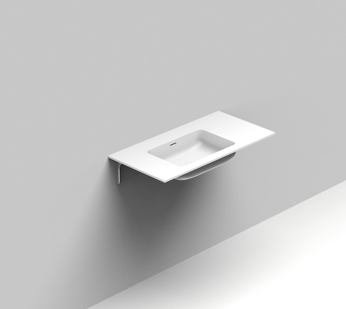 Balteco Standard mittatilausallastasot seinään asennettava mittatilaus pesuallas 80,1-100X50X14 cm mattavalkoinen kivikomposiitti kulho vasemmalla mat