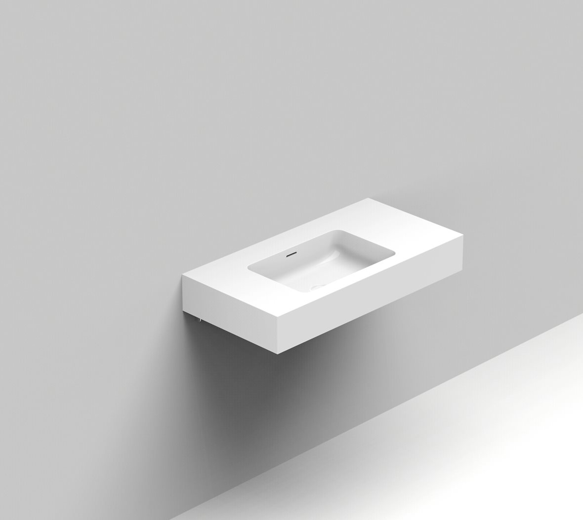 Balteco Standard mittatilausallastasot seinään asennettava mittatilaus pesuallas 80,1-100X50X15 cm mattavalkoinen kivikomposiitti kulho vasemmalla etu