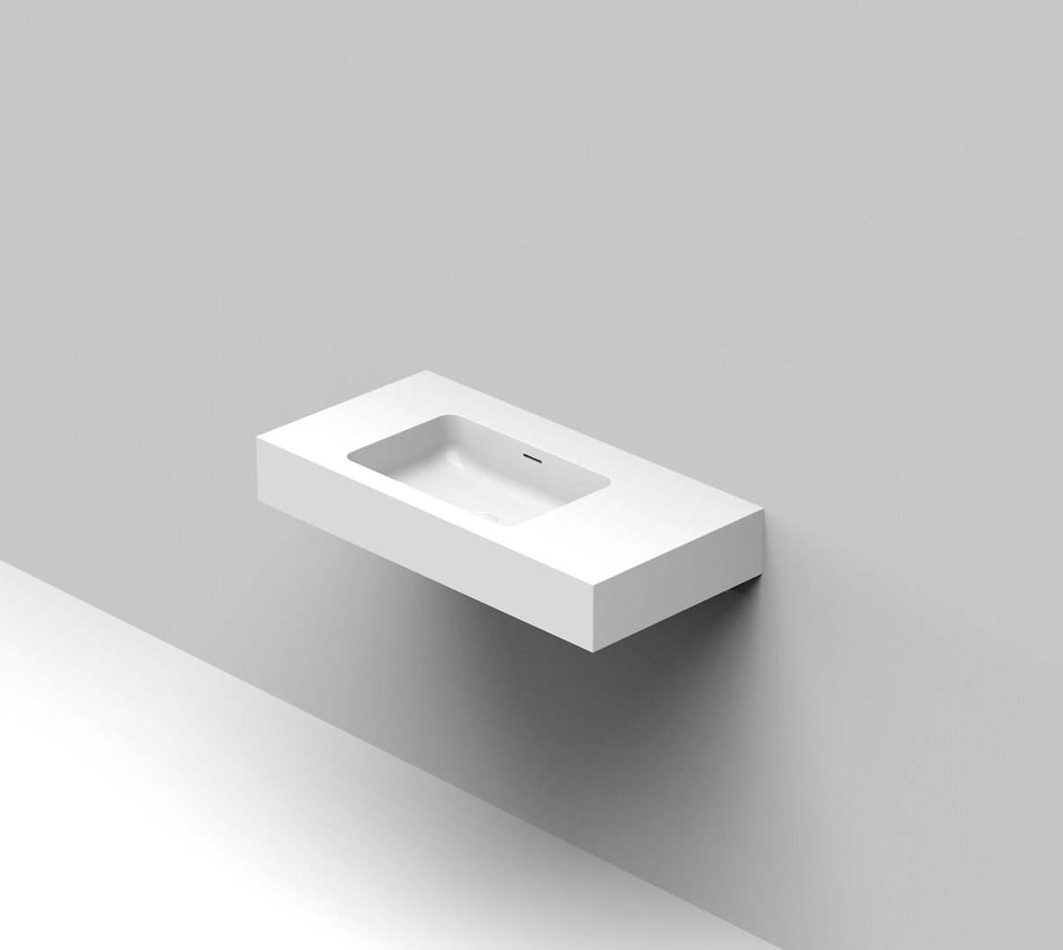 Balteco Standard mittatilausallastasot seinään asennettava mittatilaus pesuallas 80,1-100X50X15 cm mattavalkoinen kivikomposiitti kulho vasemmalla etu