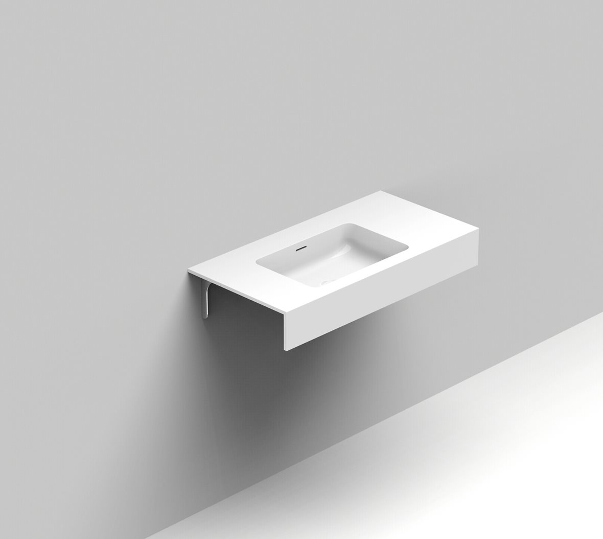 Balteco Standard mittatilausallastasot seinään asennettava mittatilaus pesuallas 80,1-100X50X15 cm mattavalkoinen kivikomposiitti kulho vasemmalla etu