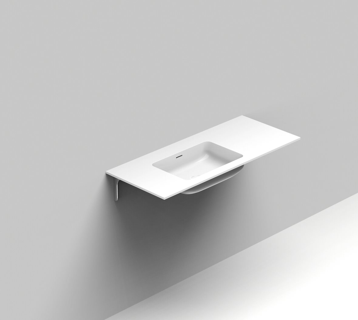 Balteco Standard mittatilausallastasot seinään asennettava mittatilaus pesuallas 100,1-120X50X14 cm mattavalkoinen kivikomposiitti kulho vasemmalla ma