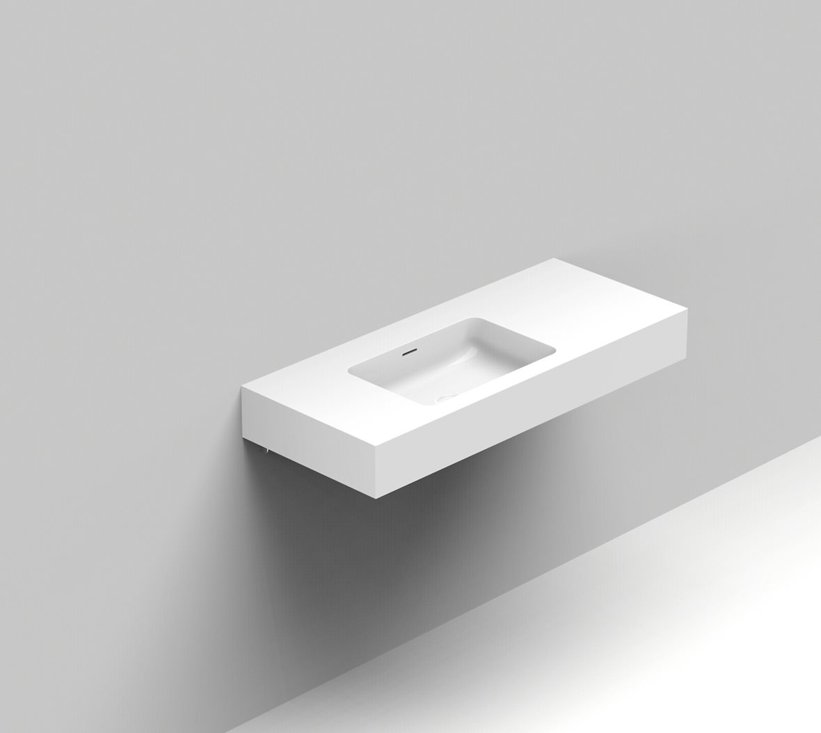 Balteco Standard mittatilausallastasot seinään asennettava mittatilaus pesuallas 100,1-120X50X15 cm mattavalkoinen kivikomposiitti kulho vasemmalla et