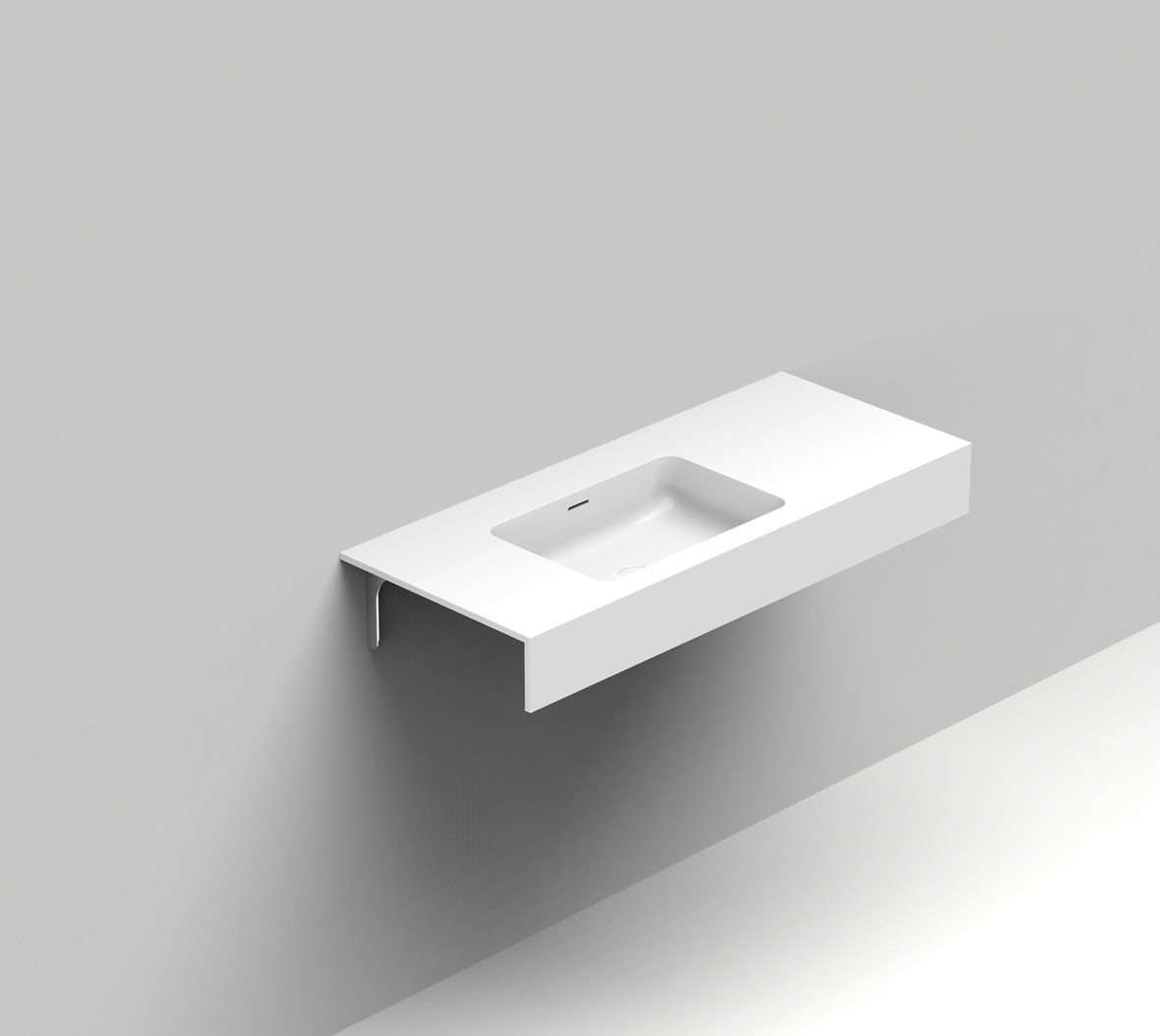 Balteco Standard mittatilausallastasot seinään asennettava mittatilaus pesuallas 100,1-120X50X15 cm mattavalkoinen kivikomposiitti kulho vasemmalla et