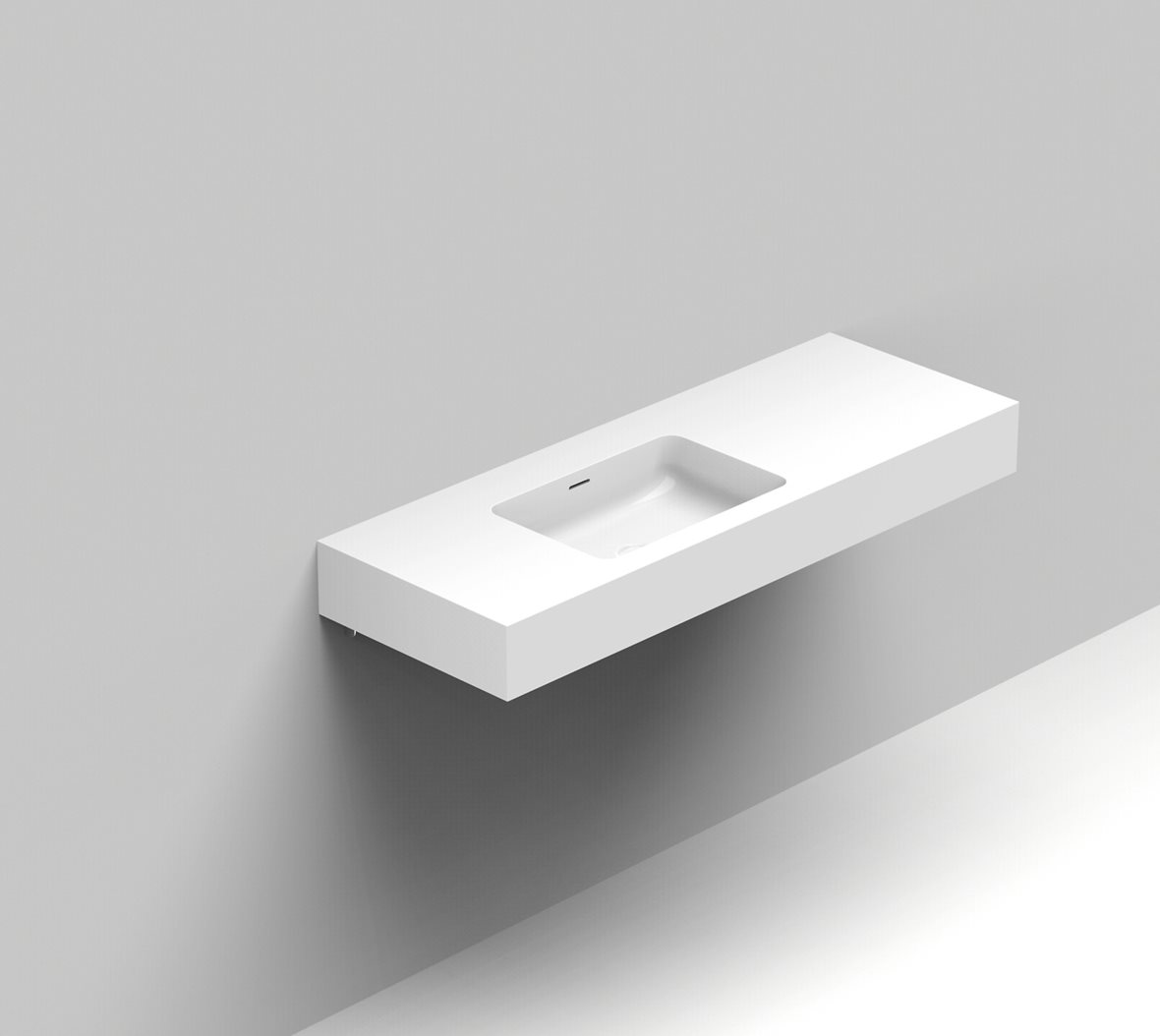 Balteco Standard mittatilausallastasot seinään asennettava mittatilaus pesuallas 120,1-140X50X15 cm mattavalkoinen kivikomposiitti kulho vasemmalla et