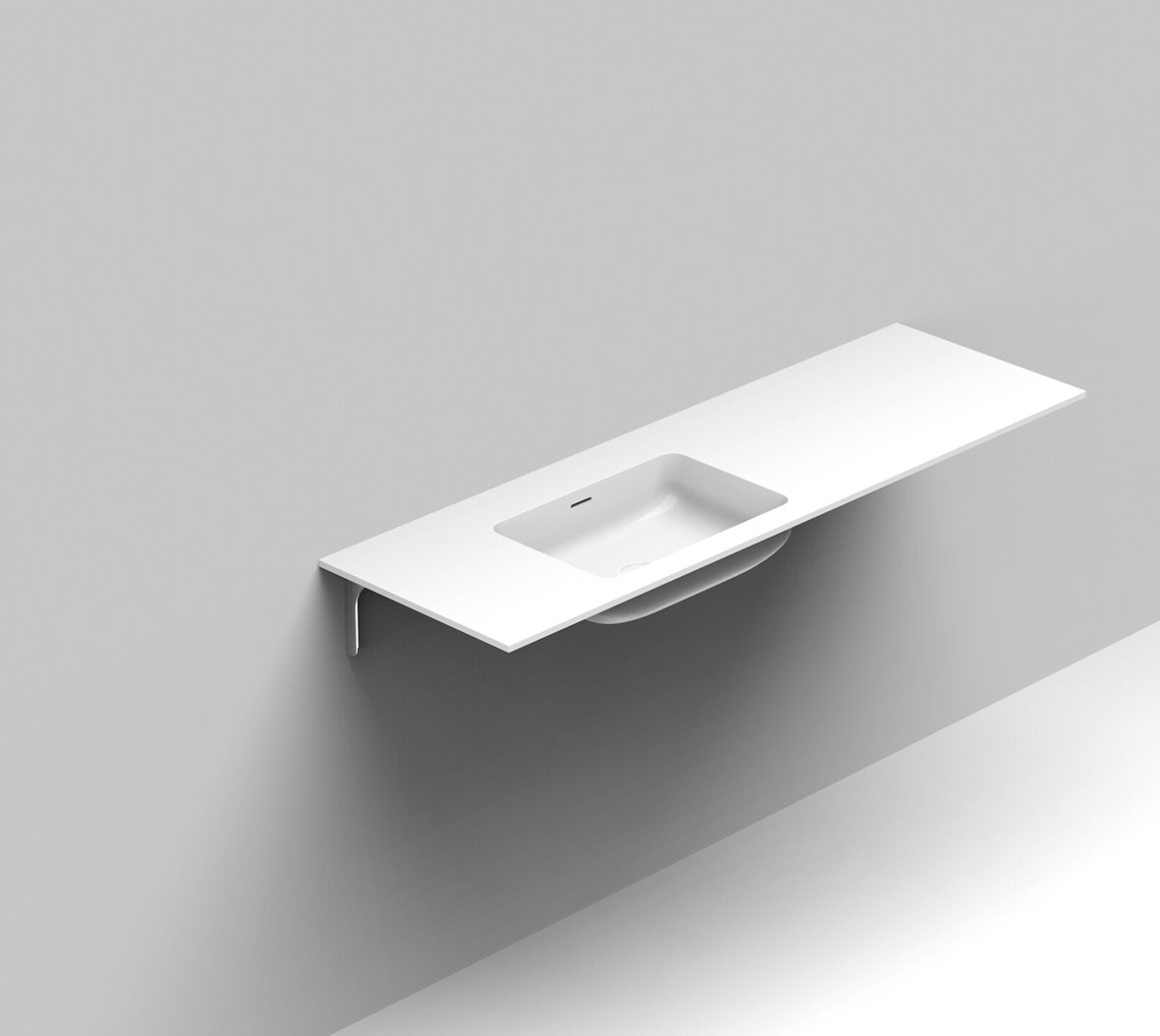 Balteco Standard mittatilausallastasot seinään asennettava mittatilaus pesuallas 140,1-160X50X14 cm mattavalkoinen kivikomposiitti kulho vasemmalla ma