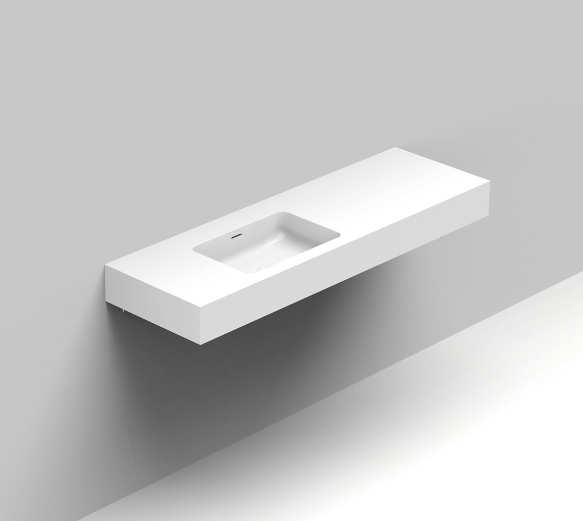 Balteco Standard mittatilausallastasot seinään asennettava mittatilaus pesuallas 140,1-160X50X15 cm mattavalkoinen kivikomposiitti kulho vasemmalla et