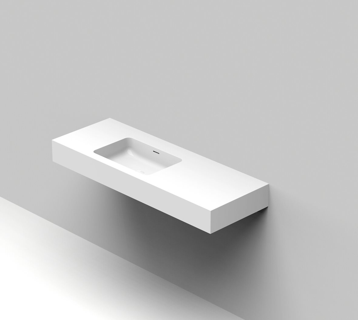 Balteco Standard mittatilausallastasot seinään asennettava mittatilaus pesuallas 140,1-160X50X15 cm mattavalkoinen kivikomposiitti kulho vasemmalla et