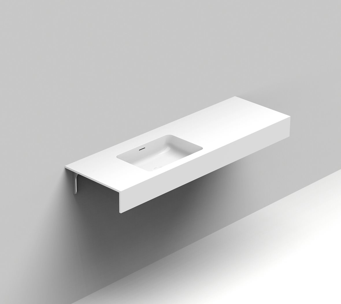 Balteco Standard mittatilausallastasot seinään asennettava mittatilaus pesuallas 140,1-160X50X15 cm mattavalkoinen kivikomposiitti kulho vasemmalla et