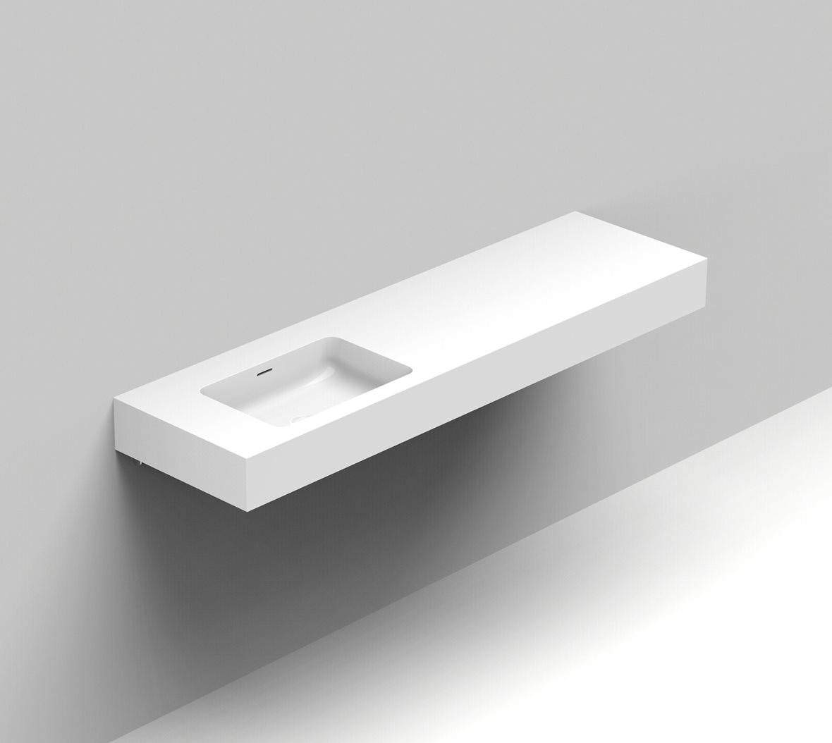 Balteco Standard mittatilausallastasot seinään asennettava mittatilaus pesuallas 160,1-180X50X15 cm mattavalkoinen kivikomposiitti kulho vasemmalla et