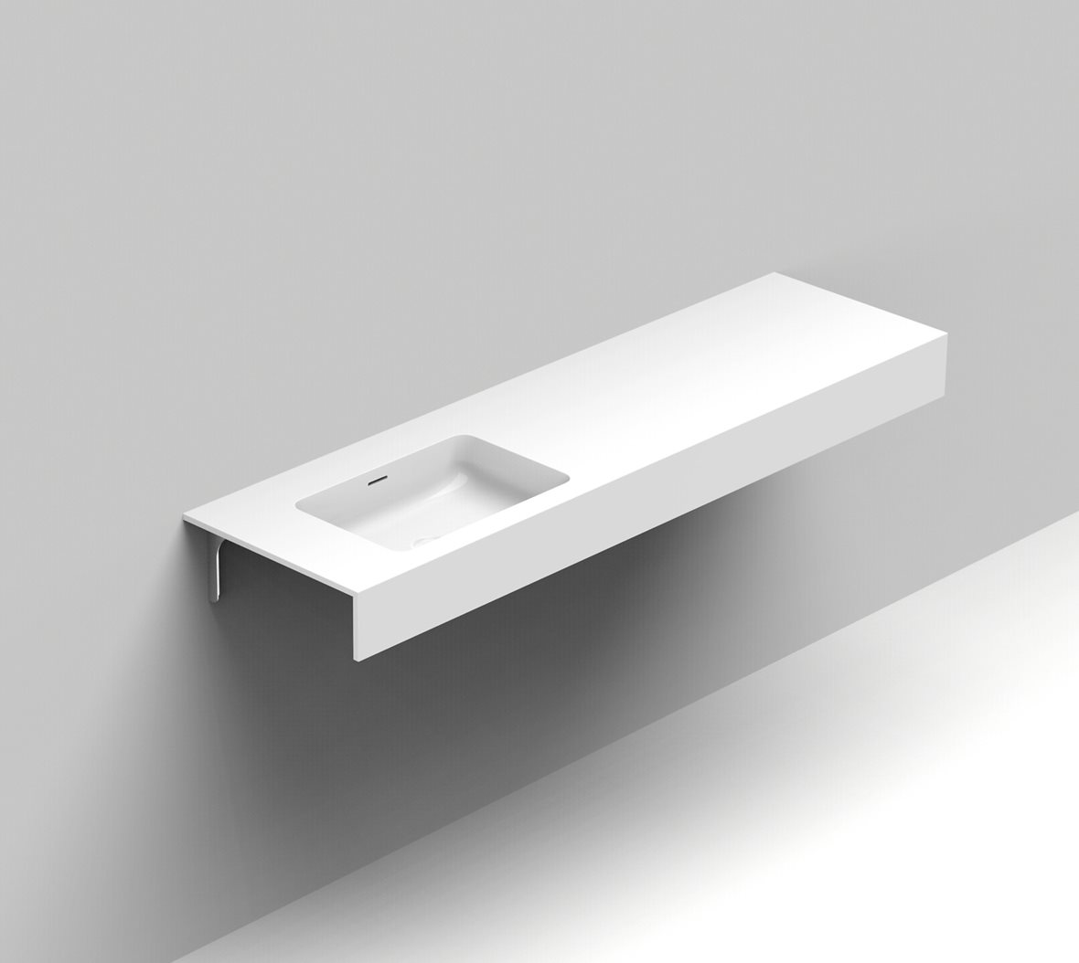 Balteco Standard mittatilausallastasot seinään asennettava mittatilaus pesuallas 160,1-180X50X15 cm mattavalkoinen kivikomposiitti kulho vasemmalla et