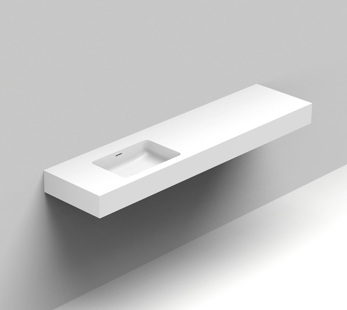 Balteco Standard mittatilausallastasot seinään asennettava mittatilaus pesuallas 180,1-200X50X15 cm mattavalkoinen kivikomposiitti kulho vasemmalla et