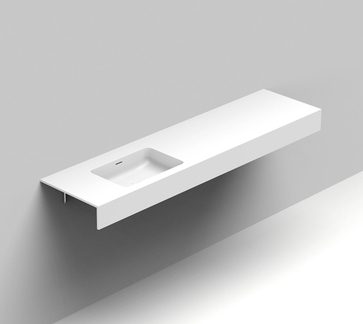 Balteco Standard mittatilausallastasot seinään asennettava mittatilaus pesuallas 180,1-200X50X15 cm mattavalkoinen kivikomposiitti kulho vasemmalla et