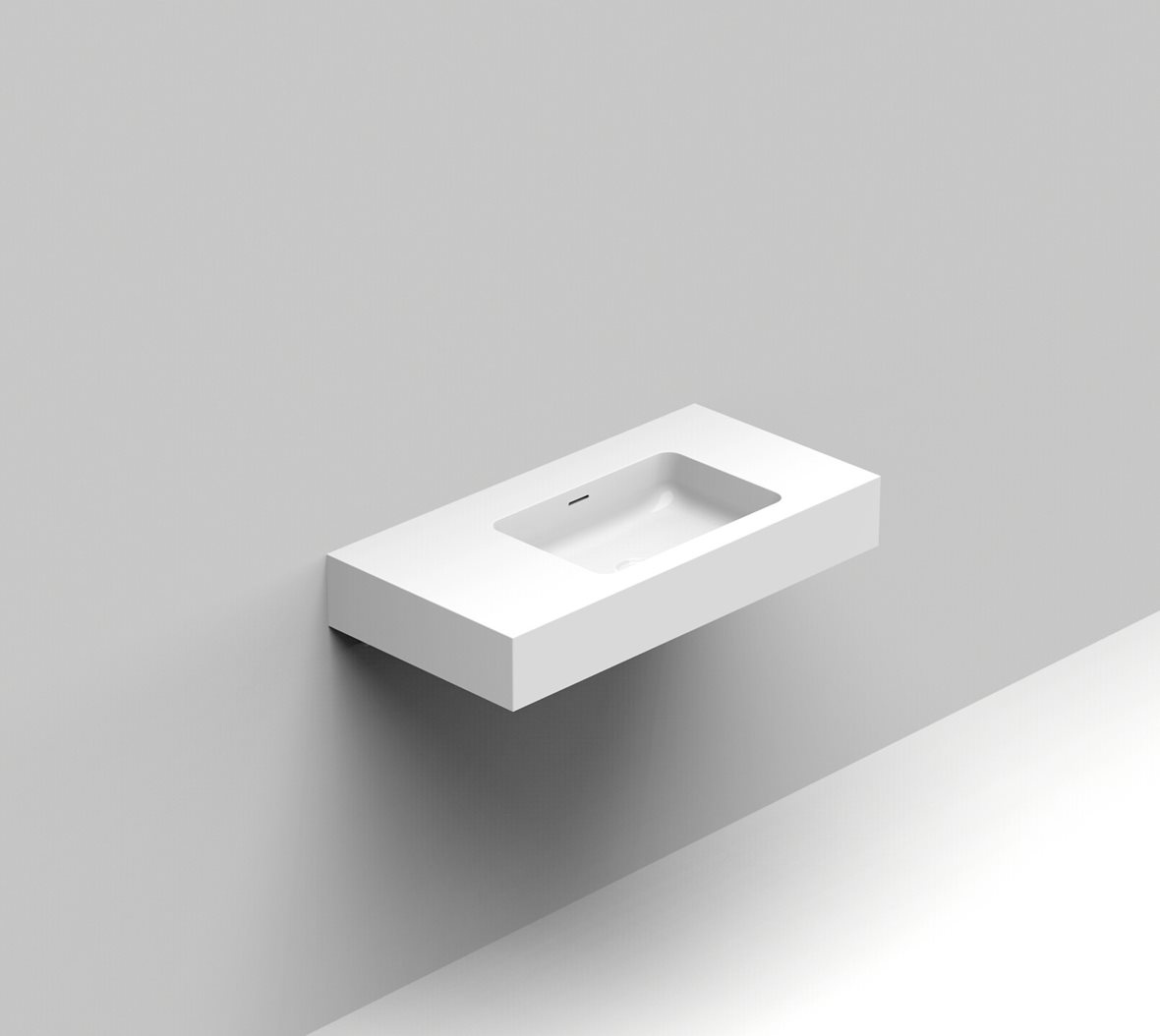 Balteco Standard mittatilausallastasot seinään asennettava mittatilaus pesuallas 80,1-100X50X15 cm mattavalkoinen kivikomposiitti kulho oikealla etu-