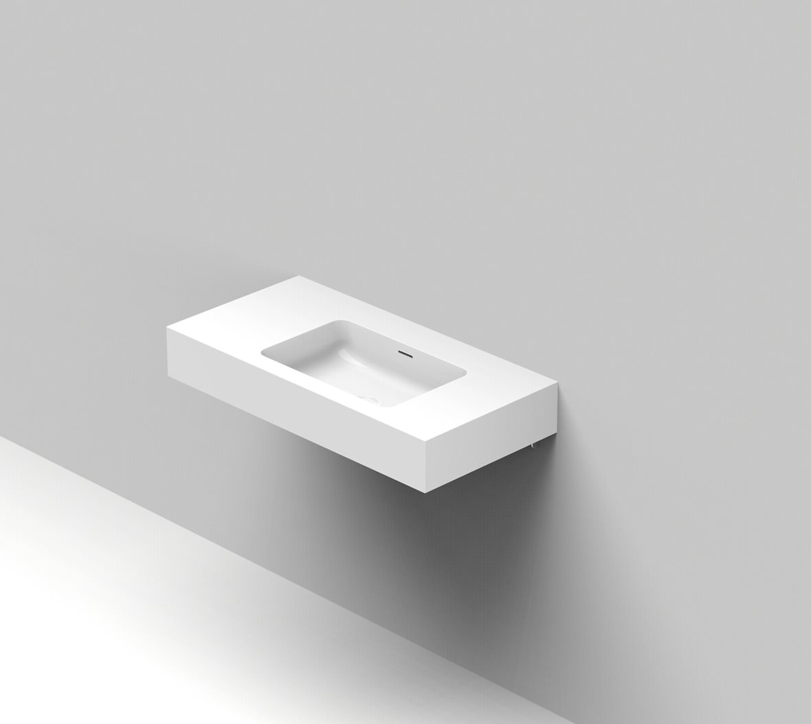 Balteco Standard mittatilausallastasot seinään asennettava mittatilaus pesuallas 80,1-100X50X15 cm mattavalkoinen kivikomposiitti kulho oikealla etu-