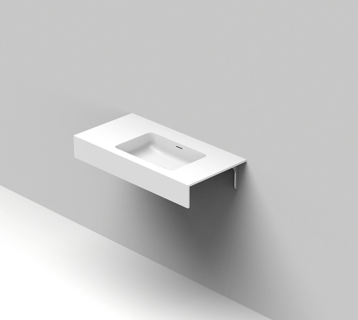 Balteco Standard mittatilausallastasot seinään asennettava mittatilaus pesuallas 80,1-100X50X15 cm mattavalkoinen kivikomposiitti kulho oikealla eture