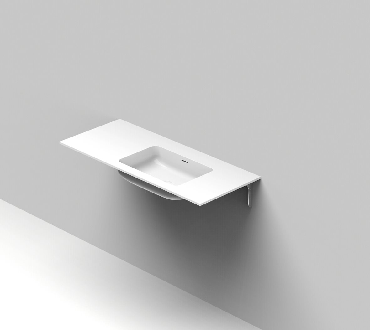 Balteco Standard mittatilausallastasot seinään asennettava mittatilaus pesuallas 100,1-120X50X14 cm mattavalkoinen kivikomposiitti kulho oikealla matt