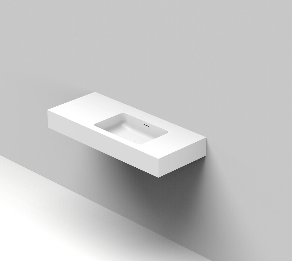 Balteco Standard mittatilausallastasot seinään asennettava mittatilaus pesuallas 100,1-120X50X15 cm mattavalkoinen kivikomposiitti kulho oikealla etu-