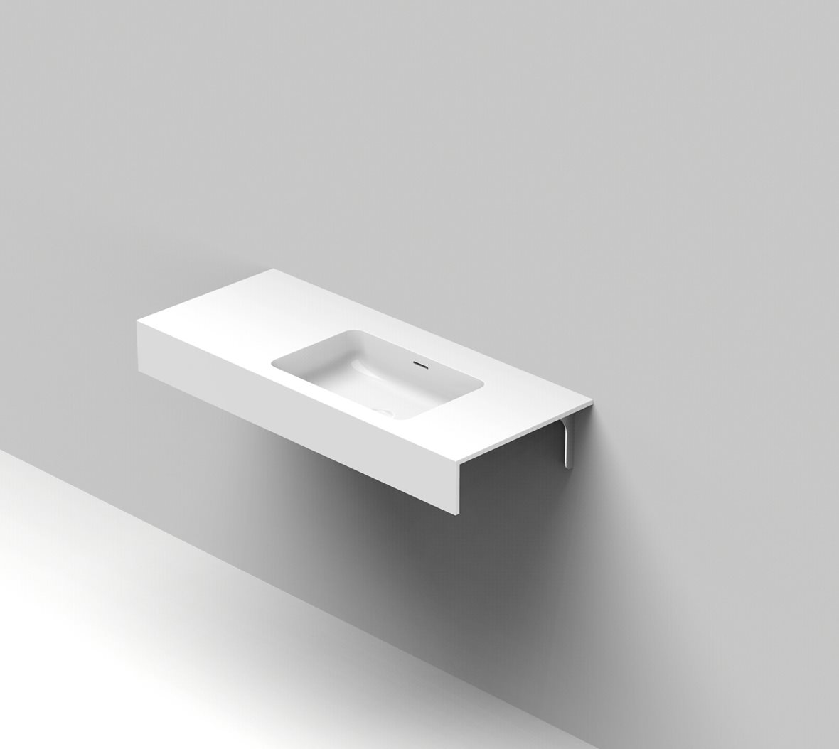 Balteco Standard mittatilausallastasot seinään asennettava mittatilaus pesuallas 100,1-120X50X15 cm mattavalkoinen kivikomposiitti kulho oikealla etur