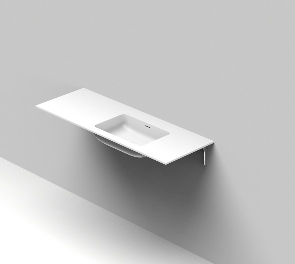 Balteco Standard mittatilausallastasot seinään asennettava mittatilaus pesuallas 120,1-140X50X14 cm mattavalkoinen kivikomposiitti kulho oikealla matt