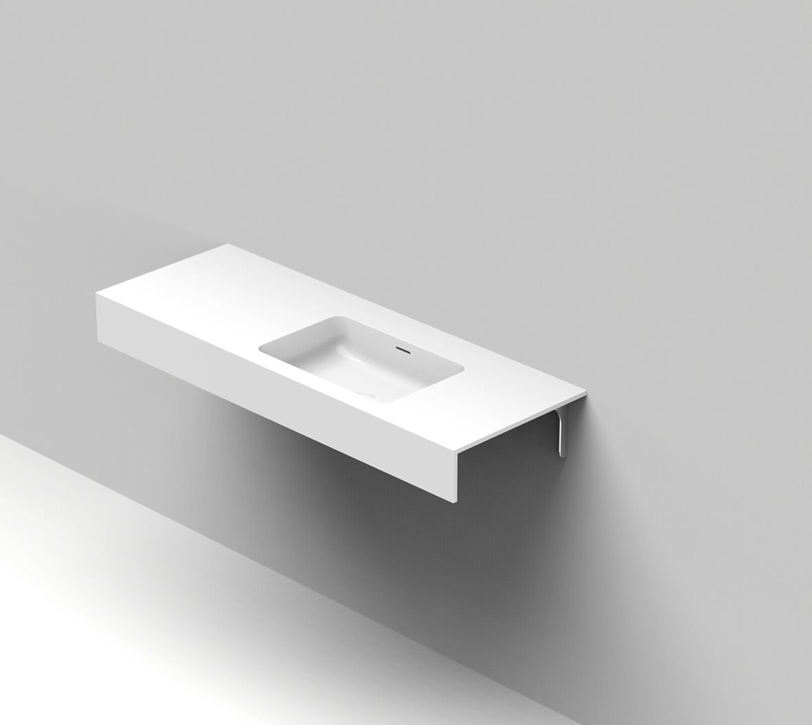 Balteco Standard mittatilausallastasot seinään asennettava mittatilaus pesuallas 120,1-140X50X15 cm mattavalkoinen kivikomposiitti kulho oikealla etur