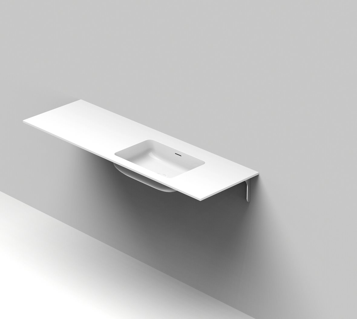 Balteco Standard mittatilausallastasot seinään asennettava mittatilaus pesuallas 140,1-160X50X14 cm mattavalkoinen kivikomposiitti kulho oikealla matt