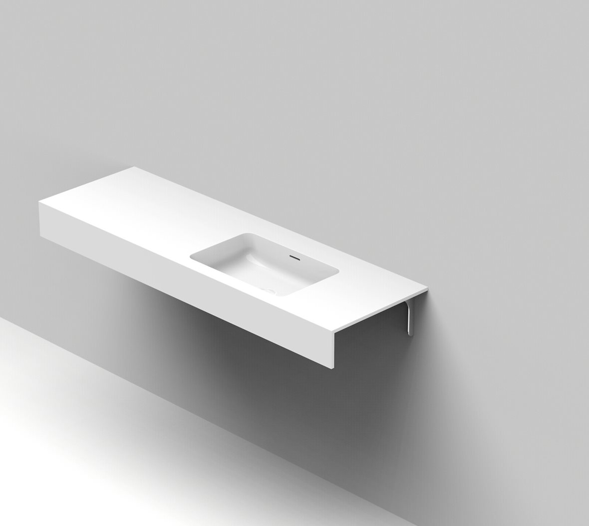 Balteco Standard mittatilausallastasot seinään asennettava mittatilaus pesuallas 140,1-160X50X15 cm mattavalkoinen kivikomposiitti kulho oikealla etur