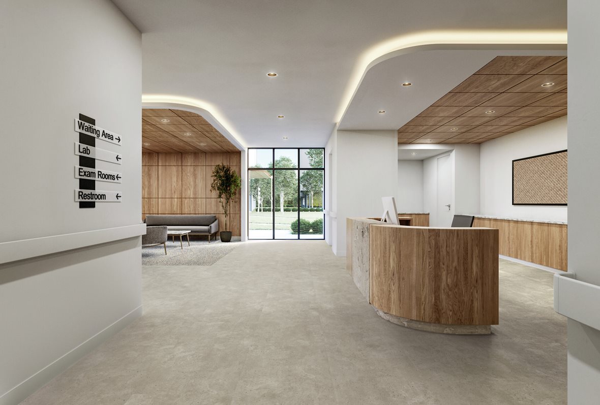 Vastaanotto- ja odotustilat, Klassinen, Interface Earthen Forms, Interface Earthen Forms Hearth vinyylilaatta A03502 Gris 50X100