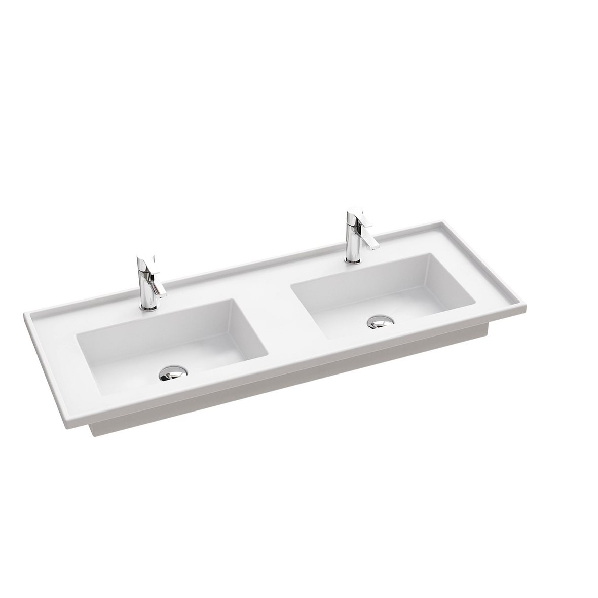 Dansani Luna Ledge kalusteallas 121X46X3 cm kiiltävä valkoinen posliini kaksoisallas kiiltävä vaalea valkoinen